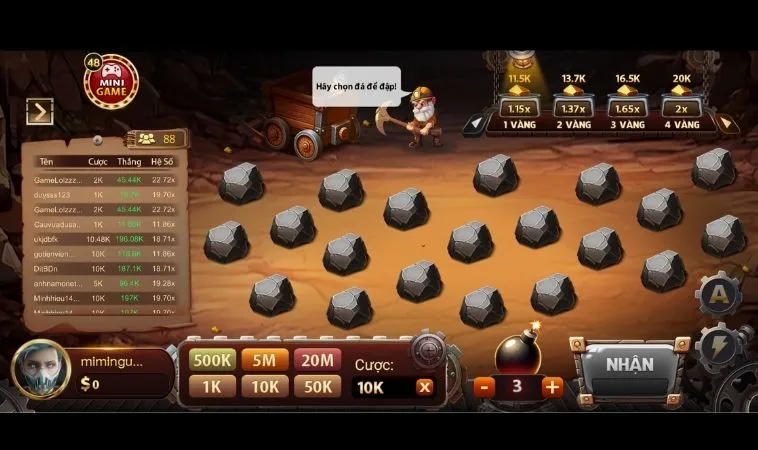 Tuyệt Chiêu Cách Chơi Game Nhanh Cut Stone Tại M8Win Thắng Lớn 2 Giao diện chơi game nhanh Cut Stone Tại M8Win