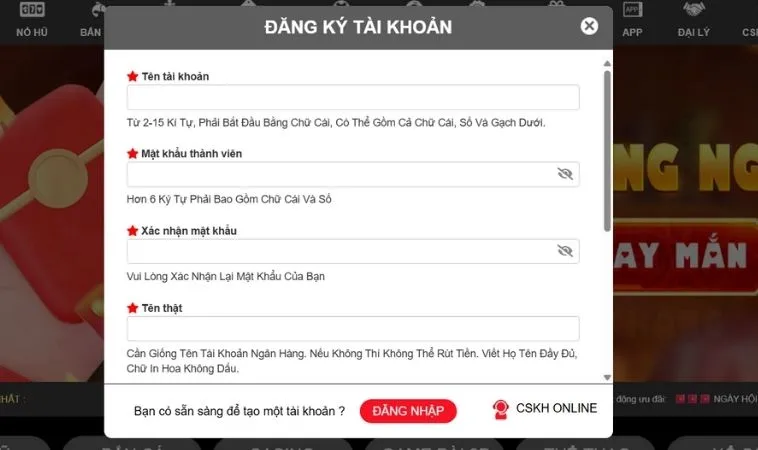 Hướng Dẫn Thao Tác Đăng Ký M8Win Nhanh Gọn Lẹ Nhận Quà Khủng 2 Biểu mẫu đăng ký M8Win