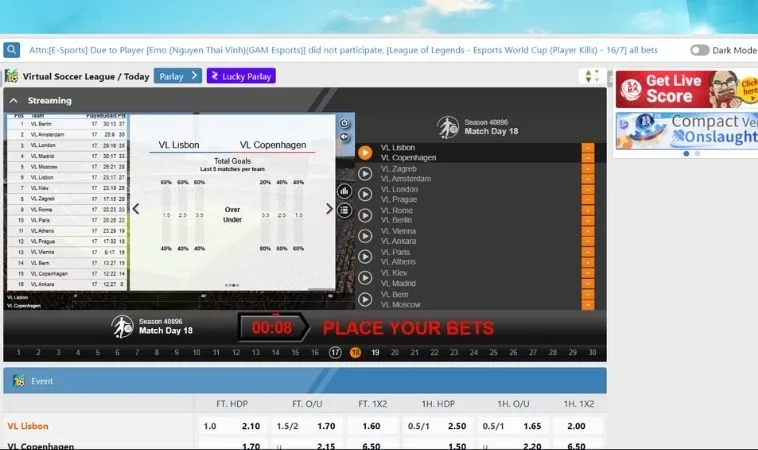 Giao diện cá cược thể thao ảo M8Win